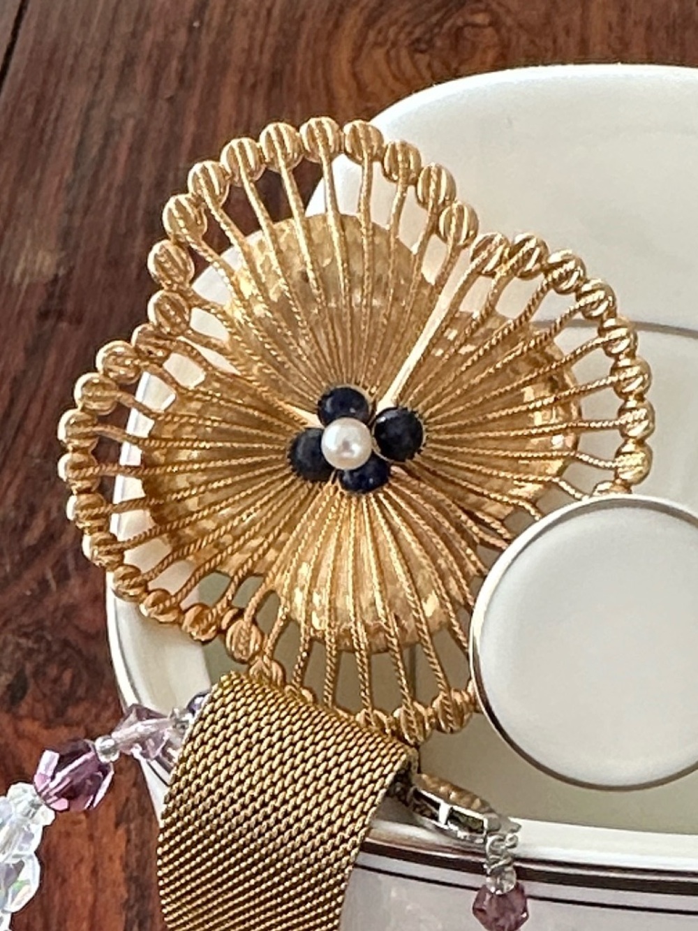 Vintage Christian Dior Open Work Floral Brooch